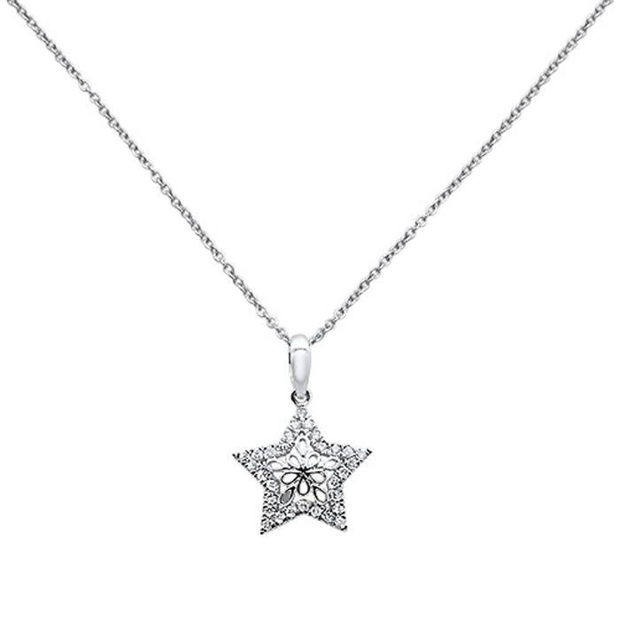 DIAMOND CLOSEOUT! .17ct 14k White Gold Diamond Filigree Star Pendant