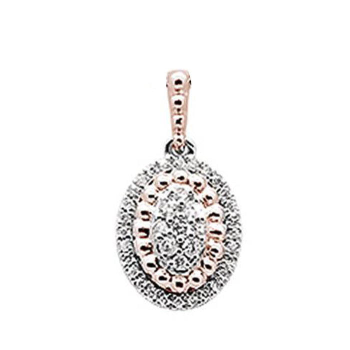 DIAMOND CLOSEOUT! .26ct 14k Two Tone Diamond Antique Style Pendant Necklace 18" Long