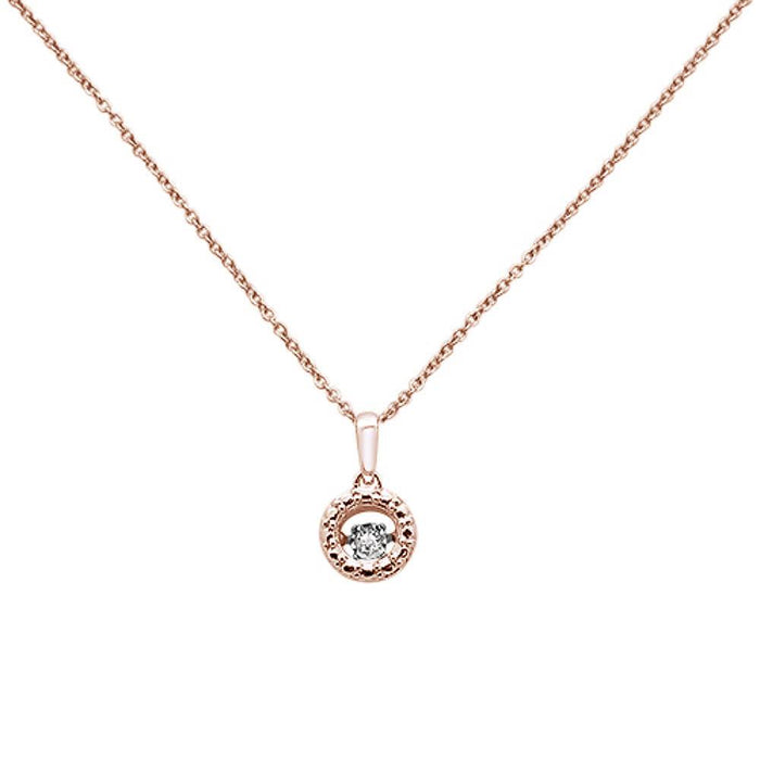 DIAMOND CLOSEOUT! .03ct G SI 14k Rose Gold Solitaire Dancing Diamond Pendant
