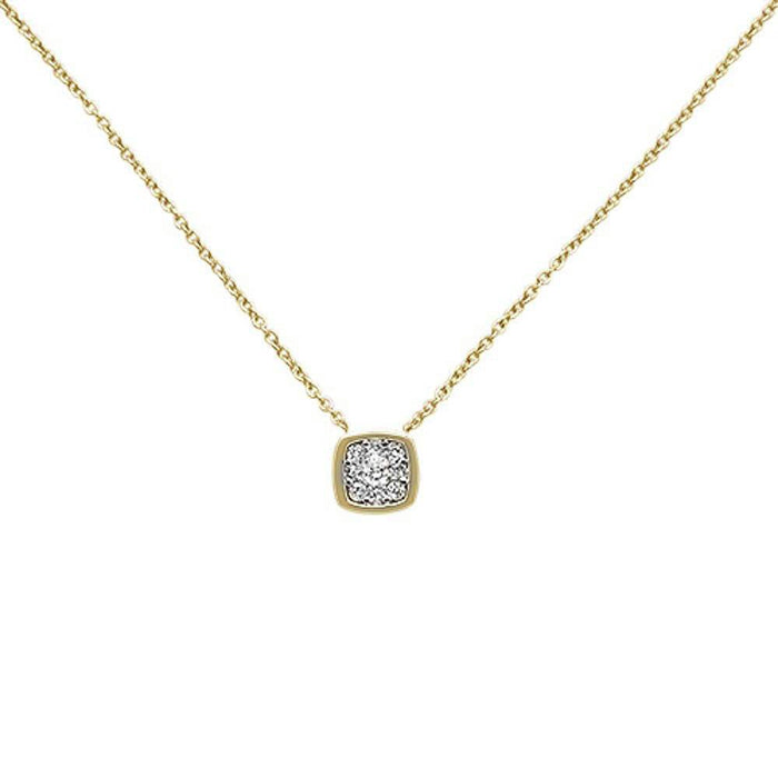 DIAMOND CLOSEOUT! .15ct 14k Yellow Gold Diamond Square Shape Pendant Necklace 18"