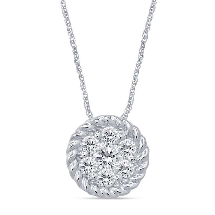 DIAMOND CLOSEOUT! .15ct 14k White Gold Diamond Pendant Round Solitaire Necklace 18" Long