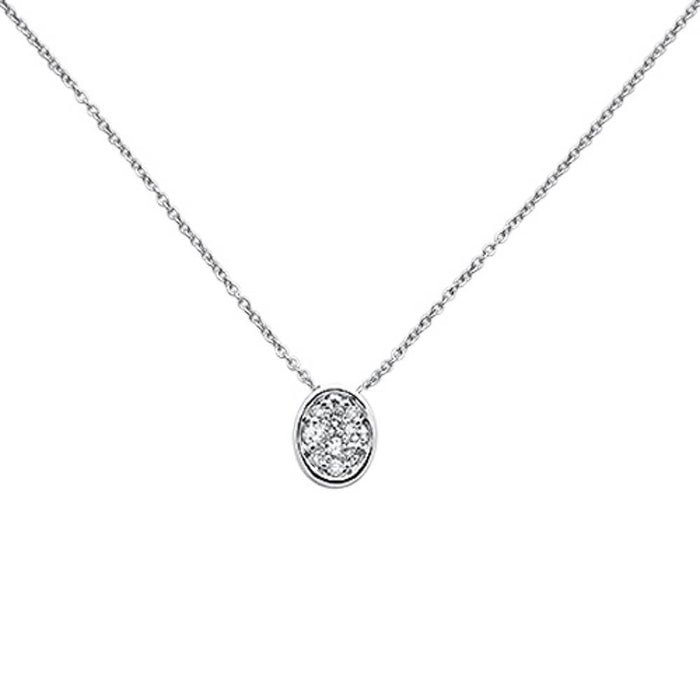 DIAMOND CLOSEOUT! .16ct 14k White Gold Oval Diamond Pendant Necklace 18" Long