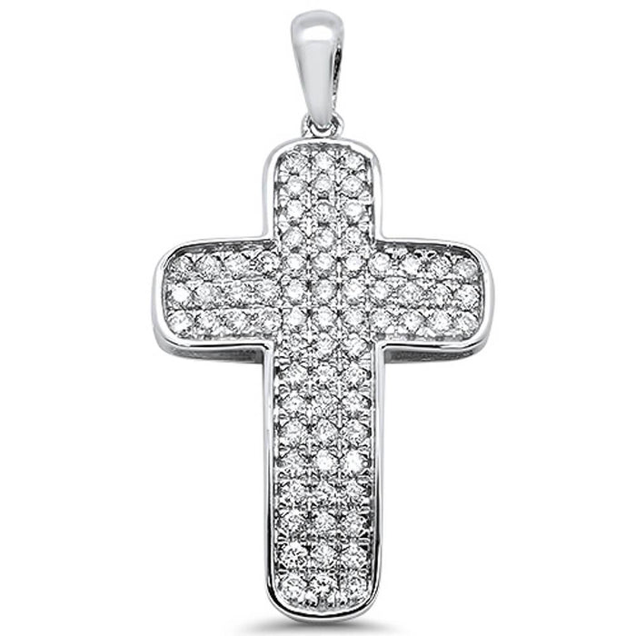 DIAMOND CLOSEOUT! .99ct 14k White Gold Diamond Cross Pendant Charm