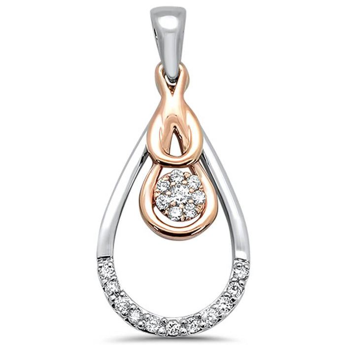 DIAMOND CLOSEOUT! .13ct 14k Two Tone Diamond Modern Teardrop Pendant