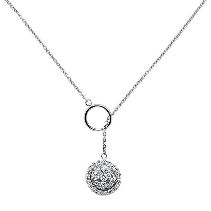 DIAMOND CLOSEOUT! .48ct 14k White Gold Chain Lariat Diamond Pendant Necklace 18" Long