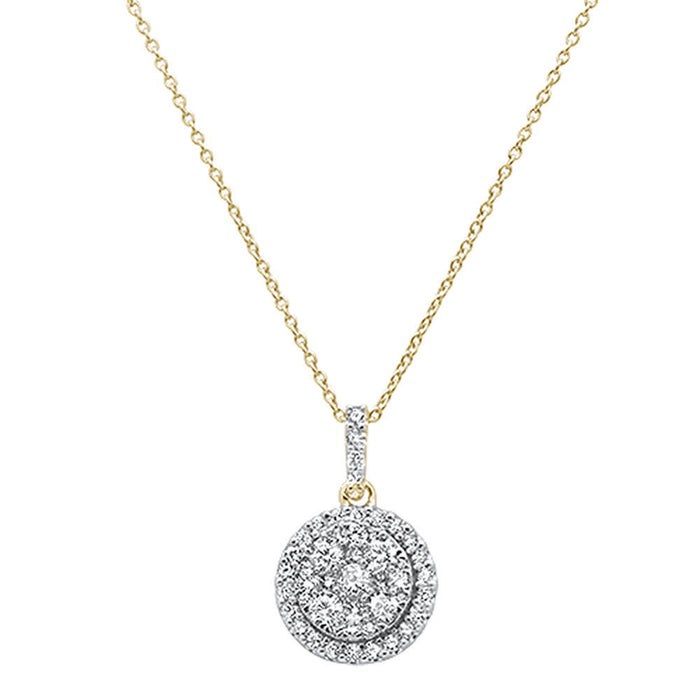 DIAMOND CLOSEOUT! 1.01ct 14k Yellow Gold Round Diamond Designer Halo Pendant Necklace 18" Long
