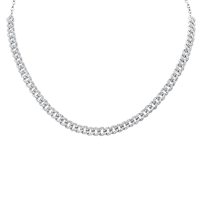 DIAMOND CLOSEOUT! 1.39ct 14k White Gold Diamond Curb Link Statement Choker Necklace 14"