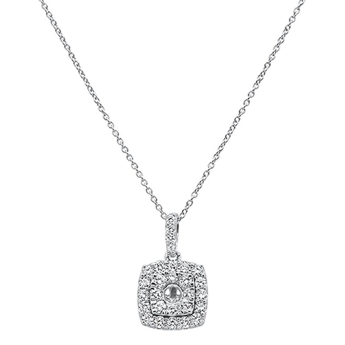 DIAMOND CLOSEOUT! .1.04ct 14k White Gold Square Diamond Pendant Necklace 18"Long