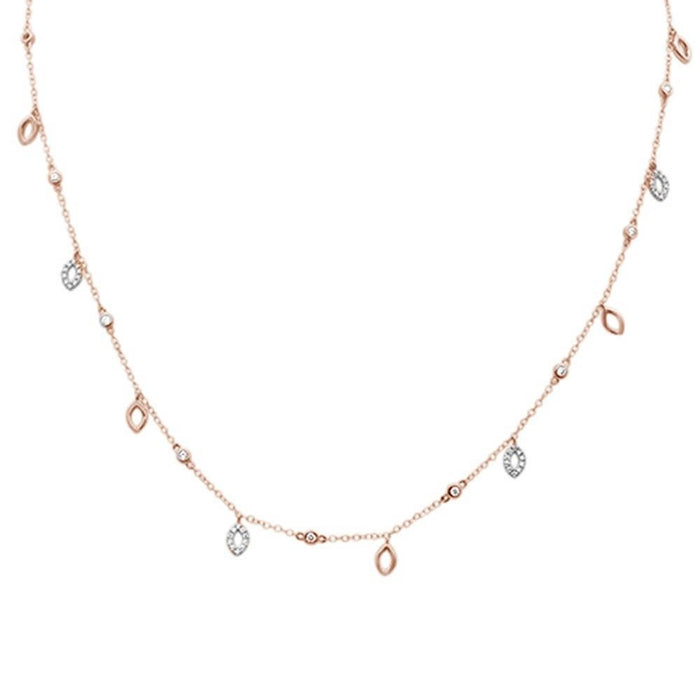DIAMOND CLOSEOUT! .53ct 14k Rose Gold Diamond Pendant Designer Necklace 16" Long+(1"ext)