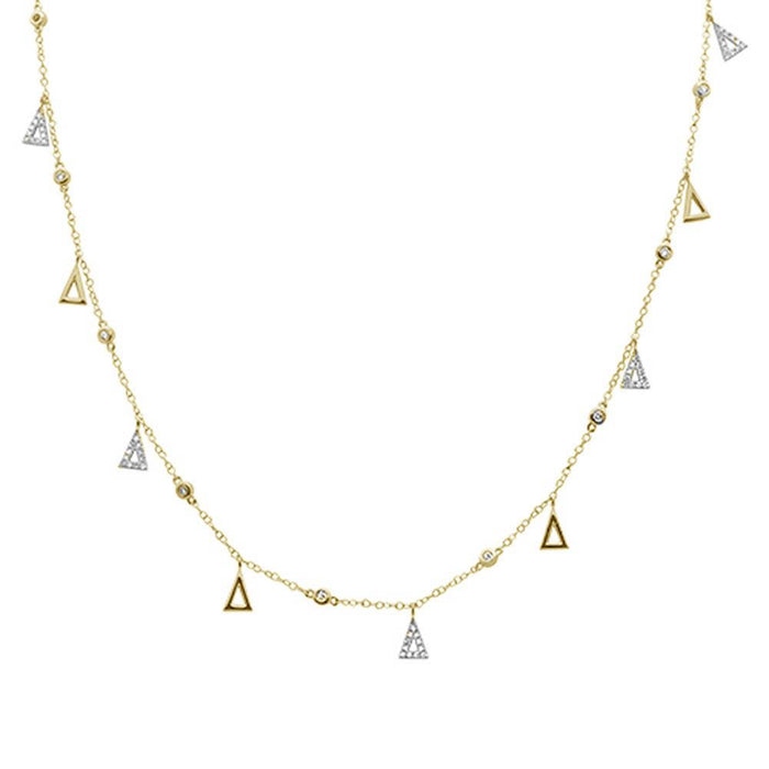 DIAMOND CLOSEOUT! .49ct G SI 14k Yellow Gold Diamond Designer Pendant Necklace 16" Long+(1"ext)