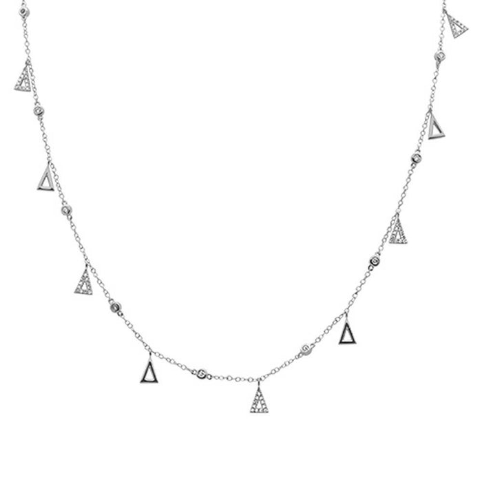 DIAMOND CLOSEOUT! .54ct G SI 14k White Gold Diamond Designer Pendant Necklace 16" Long+(1"ext)