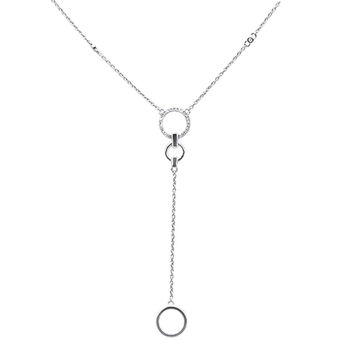 DIAMOND CLOSEOUT! .11ct 14kt White Gold Diamond Drop Lariat Pendant Necklace 18"+ 2" Ext