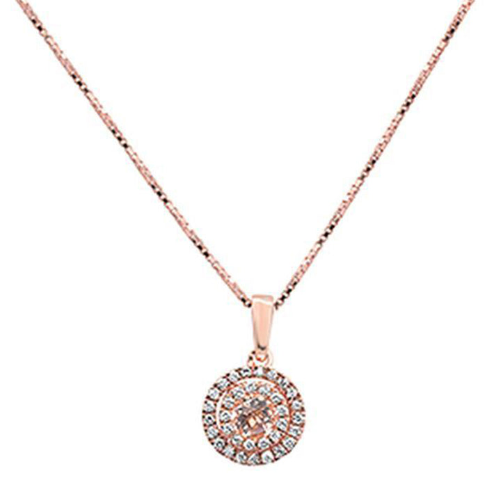 GEMSTONE CLOSEOUT ! .36cts 10k Rose Gold Diamond & Round Morganite Pendant