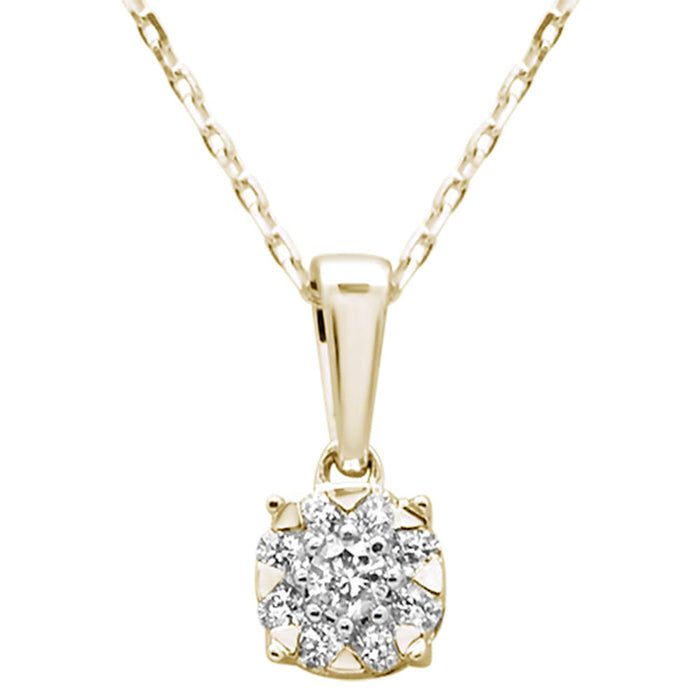 DIAMOND CLOSEOUT! .19ct G SI 14K Yellow Gold Round Diamond Solitaire Pendant Necklace 18"