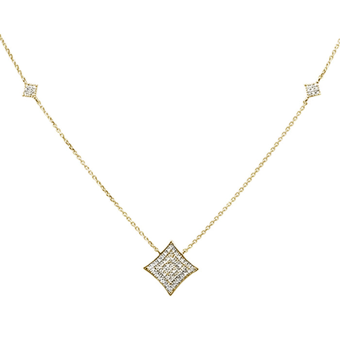 DIAMOND CLOSEOUT! .27ct 14k Yellow Gold Diamond Modern Pendant Necklace 18" Long