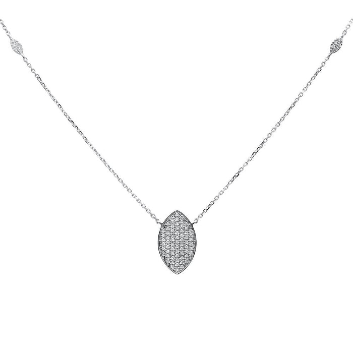 DIAMOND CLOSEOUT! .26ct 14k White Gold Diamond Marquise Shape Modern Pendant Necklace 18"