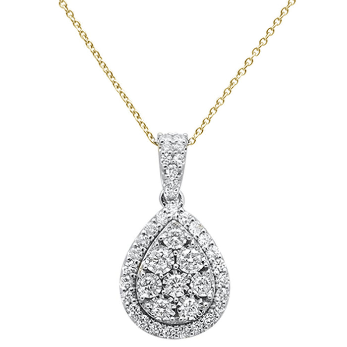 DIAMOND CLOSEOUT! .99ct 14k Yellow Gold Diamond Teardrop Pendant Necklace 18" Long