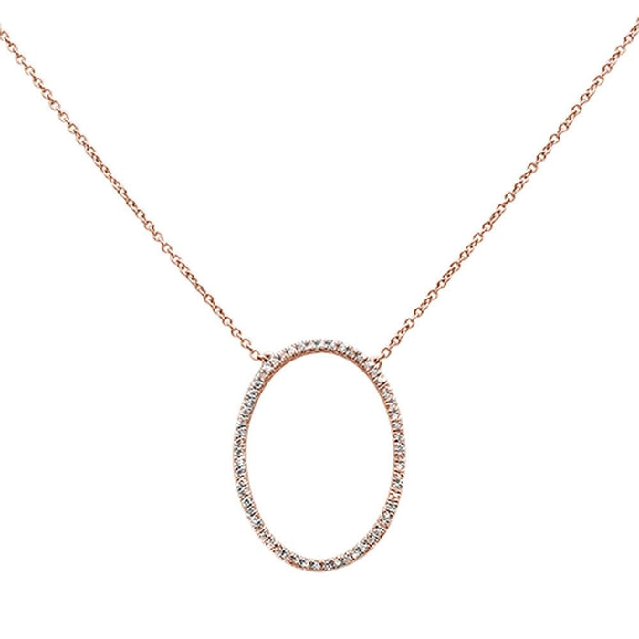 DIAMOND CLOSEOUT! .17ct 14k Oval Modern Rose Gold Diamond Pendant Necklace 18"