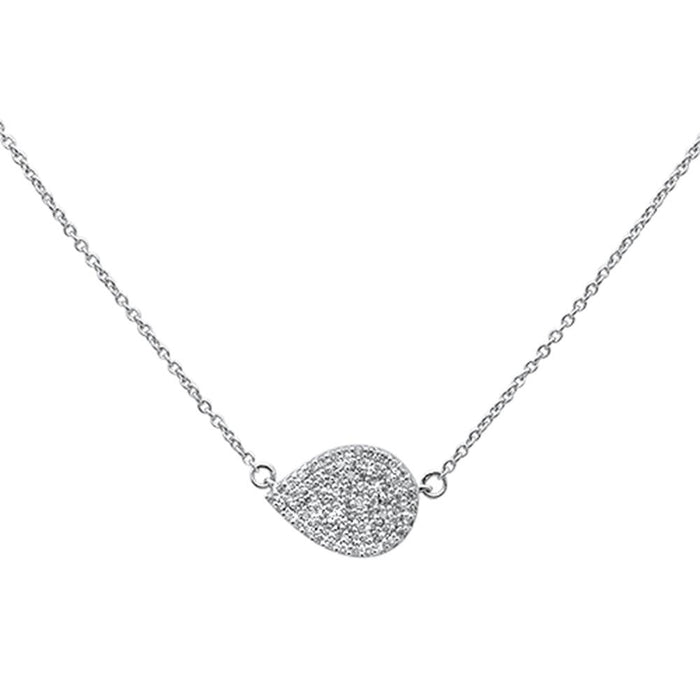 DIAMOND CLOSEOUT! .2ct 14k White Gold Diamond Pendant Sideways Tear Drop Layer Necklace 18"