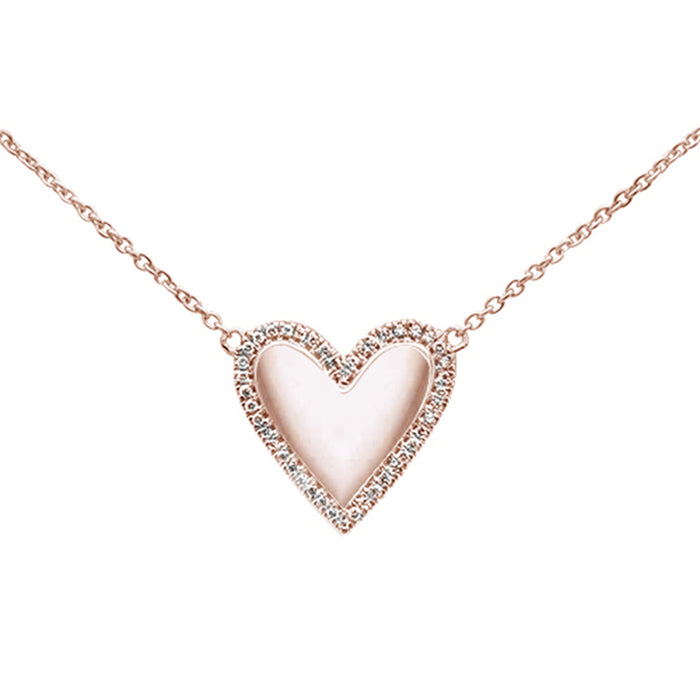 DIAMOND CLOSEOUT! .09ct 14kt Rose Gold Diamond Heart Pendant Necklace 16"+2" Ext