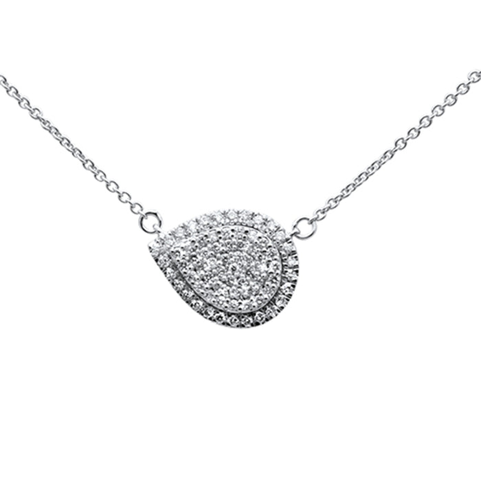 DIAMOND CLOSEOUT! .25ct 14k White Gold Diamond Pear Shaped Pendant Necklace 18"