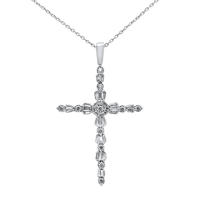 SPECIAL!.33ct 14k White Gold Unique Diamond Cross Pendant Necklace 18"