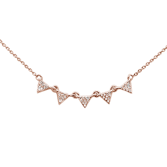 DIAMOND CLOSEOUT! .11ct 14k Rose Gold Modern Triangle Diamond Pendant Necklace 16" + 2" Ext