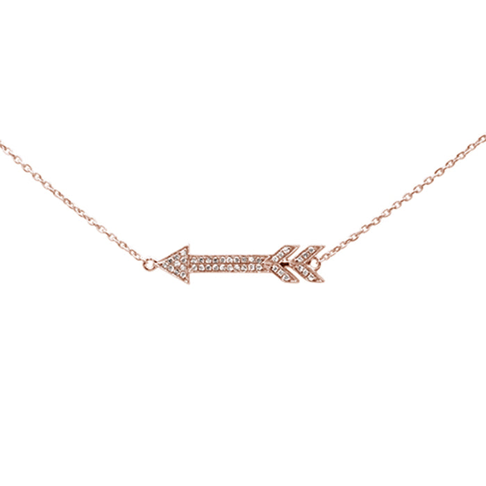 DIAMOND CLOSEOUT! .08ct 14k Rose Gold Diamond Arrow Pendant Necklace 16" + 2" Ext