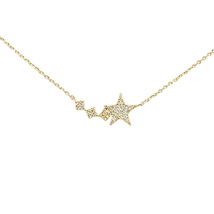 DIAMOND CLOSEOUT! .12ct 14K Yellow Gold Diamond Star Pendant Necklace 16" + 2" Ext