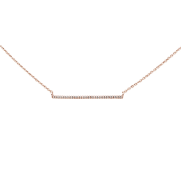 DIAMOND CLOSEOUT! .05ct 14k Rose Gold Diamond Bar Pendant Necklace 16" + 1" Ext