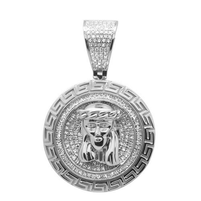 DIAMOND CLOSEOUT! .48CT G SI 10KT White Gold Diamond Jesus Head Iced Out Charm Pendant
