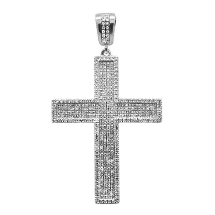 DIAMOND CLOSEOUT! 1.06ct G SI 10K White Gold Diamond Micro Pave Iced Out Charm Pendant