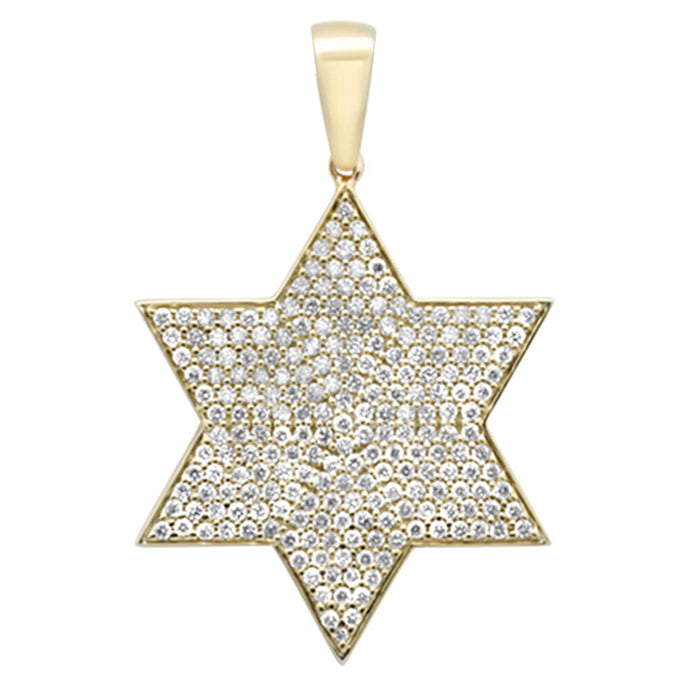 DIAMOND CLOSEOUT! .78ct G SI 10K Yellow Gold Diamond Micro Pave Iced Out Star Charm Pendant