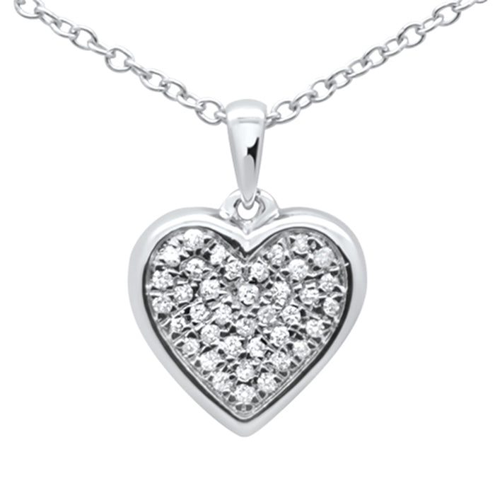 DIAMOND CLOSEOUT! .09ct G SI 10k White Gold Diamond Heart Diamond Pendant Necklace 18"