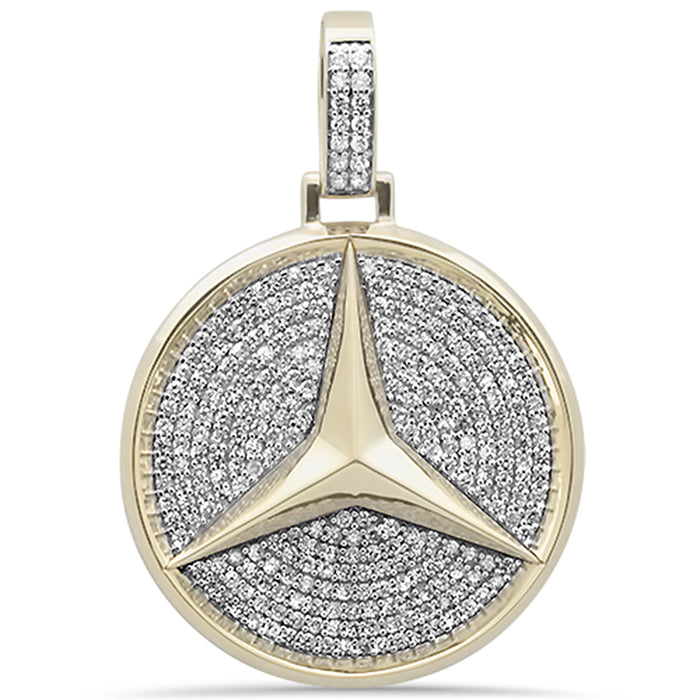 DIAMOND CLOSEOUT! 1.70CT G SI 10KT Yellow Gold Diamond Micr Pave Iced Out Emblem Charm Pendant