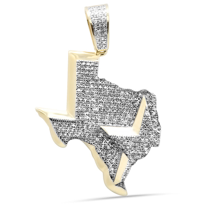 DIAMOND CLOSEOUT! .76CT G SI 10K Yellow Gold Diamond Custom Star State TEXAS Iced Out Charm Pendant