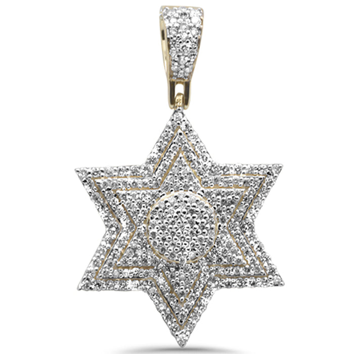 DIAMOND CLOSEOUT! 1.00CT G SI 10KT Yellow Gold Diamond Micro Pave Iced out Star Charm Pendant