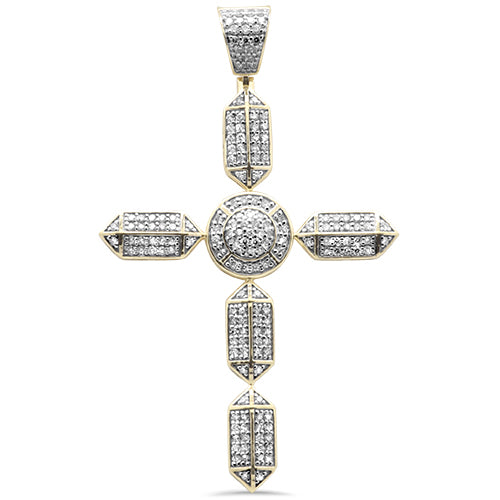 DIAMOND CLOSEOUT! 2.12CT G SI 10K-Yellow Gold Diamond Large Iced out Cross Charm Pendant