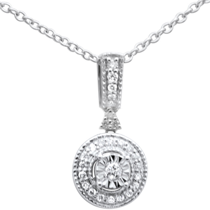 DIAMOND CLOSEOUT! .10ct F SI 10K White Gold Diamond Pendant Necklace