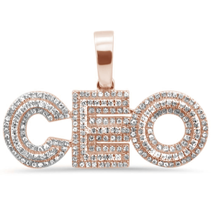 DIAMOND CLOSEOUT! .35ct G SI 10K Rose Gold Diamond Iced out "CEO" Pendant