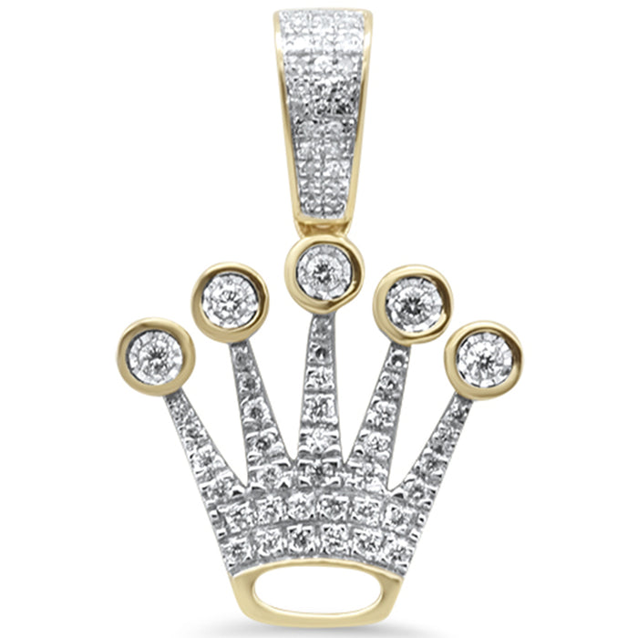 DIAMOND CLOSEOUT! .34ct G SI 10K Yellow Gold Diamond Hip Hop Iced Out Crow Logo Charm Pendant