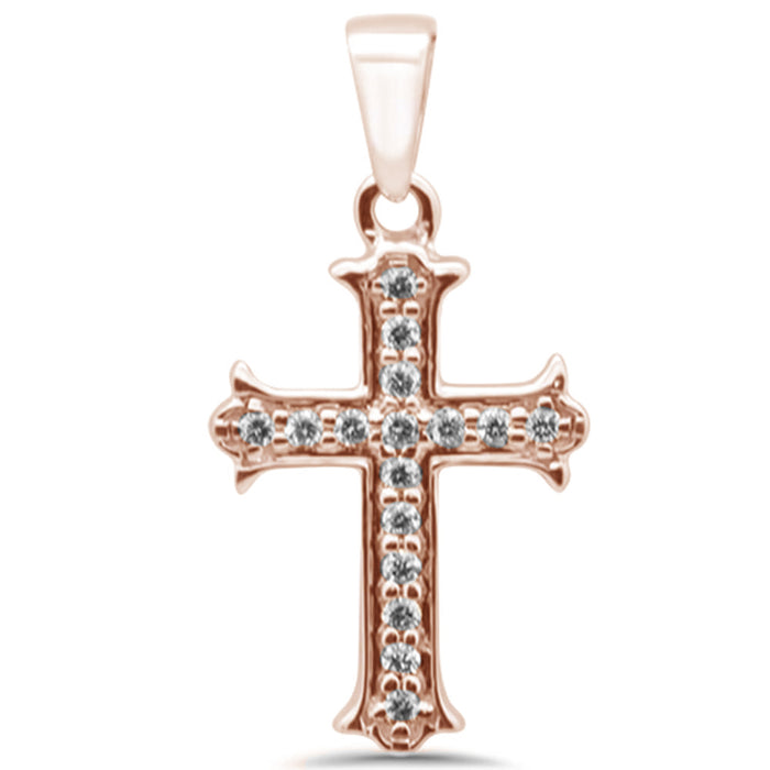 DIAMOND CLOSEOUT! .08ct G SI 10K Rose Gold Diamond Cross Pendant