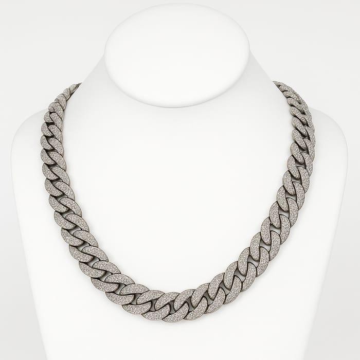 DIAMOND CLOSEOUT! 18mm 37.0ct G SI 14K White Gold Diamond Cuban Link Chain 22"