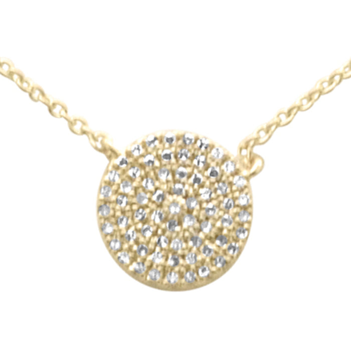 DIAMOND CLOSEOUT! .13ct G SI 14K Yellow Gold Diamond Round Circle Pendant Necklace 16" + 2" Ext.