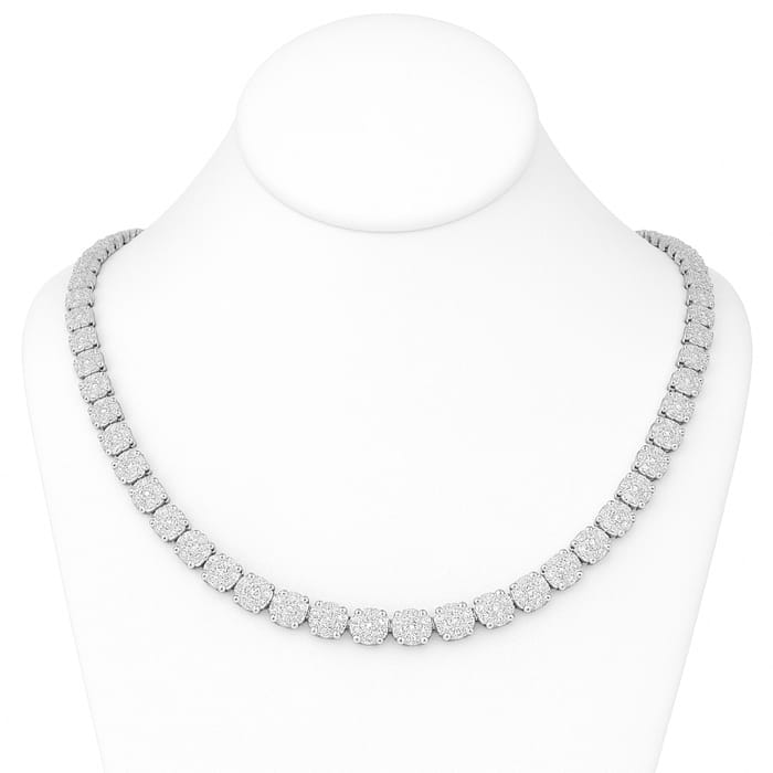 DIAMOND CLOSEOUT! 7mm 23.98ct G SI 14KT White Gold Round Flower Diamond Necklace 22"