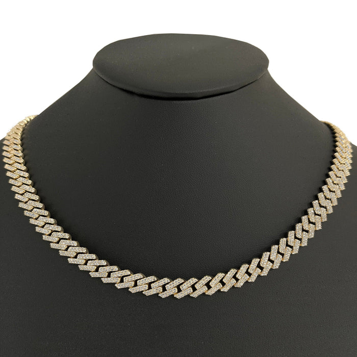 SPECIAL! 9MM 10.38ct 10KT Yellow Gold Diamond Square Cuban Link Necklace 22"