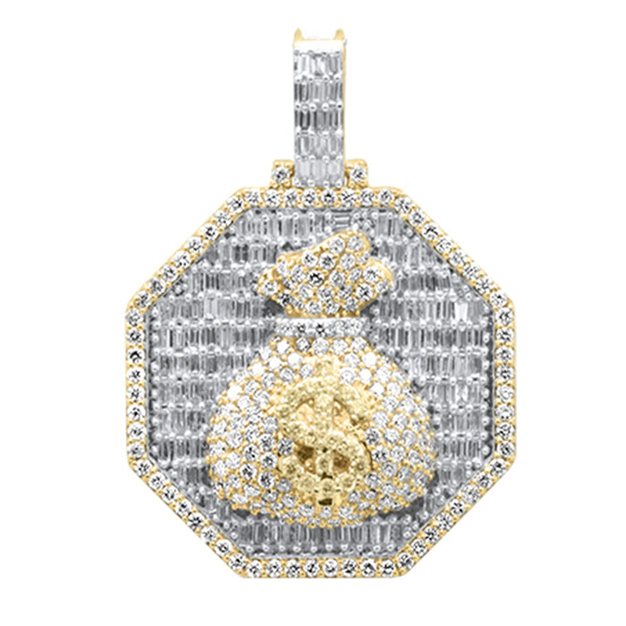 DIAMOND CLOSEOUT! 3.98ct G SI 10K Yellow Gold Round & Baguette Diamond Pendant