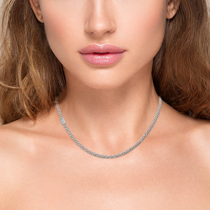 SPECIAL!4MM 1.73ct G SI 14K White & Rose Gold Two Tone Diamond Cuban Necklace 18" Long