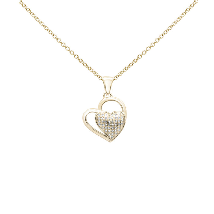 DIAMOND CLOSEOUT! .11ct G SI 10K Yellow Gold Diamond Heart Pendant Necklace 18" Long