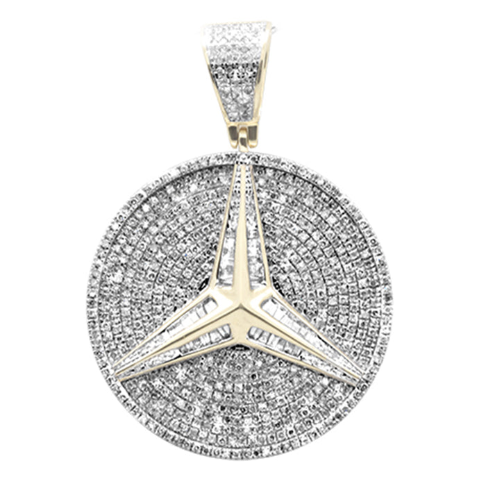 DIAMOND CLOSEOUT! 1.72ct G SI 10K Yellow Gold Diamond Hip Hop Round & Baguette Emblem Charm Pendant